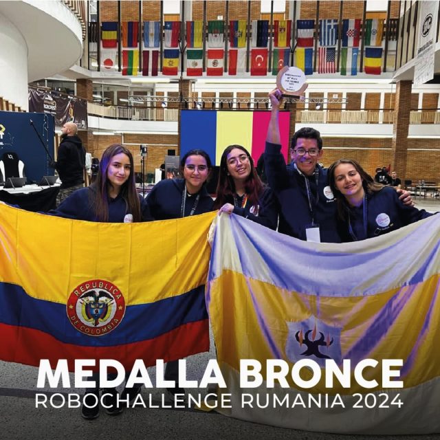 Medalla Bronce Robochallenge Rumania 2024 Colombia obtuvo Bronce en el Campeonato Mundial de Robotica en Rumania 2024. Foto cortesia redes sociales del Colegio Santa Francisca Romana en Bogotá.