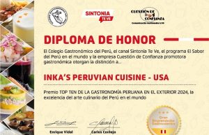 “INKA’S PERUVIAN CUISINE – USA” entre los 10 mejores Restaurantes del Mundo