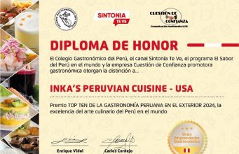 “INKA’S PERUVIAN CUISINE – USA” entre los 10 mejores Restaurantes del Mundo
