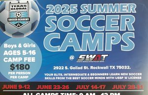 Incripciones abiertas para Cuatro (4) Campamentos de Verano 2025 de Futbol Soccer en Rockwall, Texas